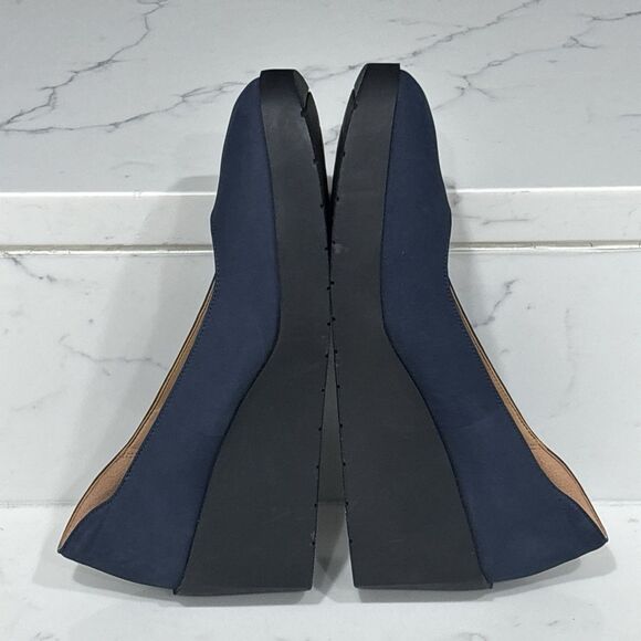 Vionic Serano Wedge Pump Womens 9.5 Blue Black Nubuck Leather Minimalist - Picture 6 of 11